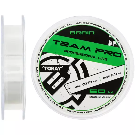 Жилка Brain Team Pro (Toray Japan) 50m 0.172mm 2.9kg (прозора), Діаметр: 0.172mm, Розмотування: 50m, фото 